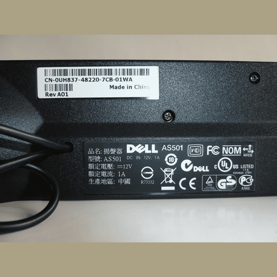 Dell AS501 Sound Bar Speaker for Dell 1707 1708 1907 1908 LCD Monitor