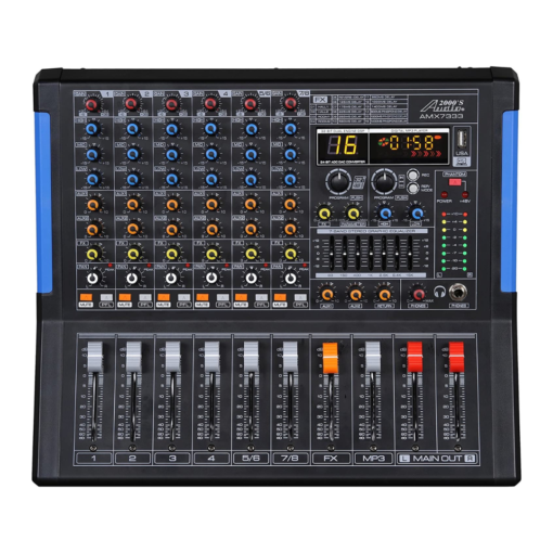 Audio2000S AMX7333 Professional Eight Channel Audio Mixer with USB Interface