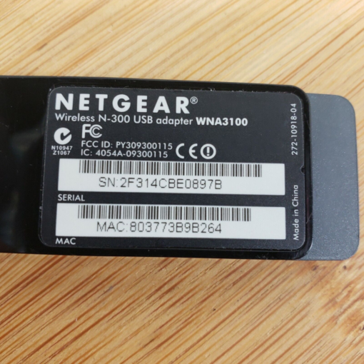 NETGEAR N300 Wi-Fi USB Adapter (WNA3100)