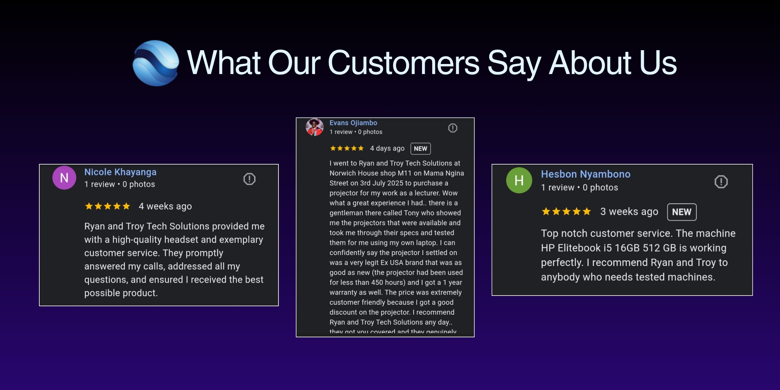 what our customers say about us