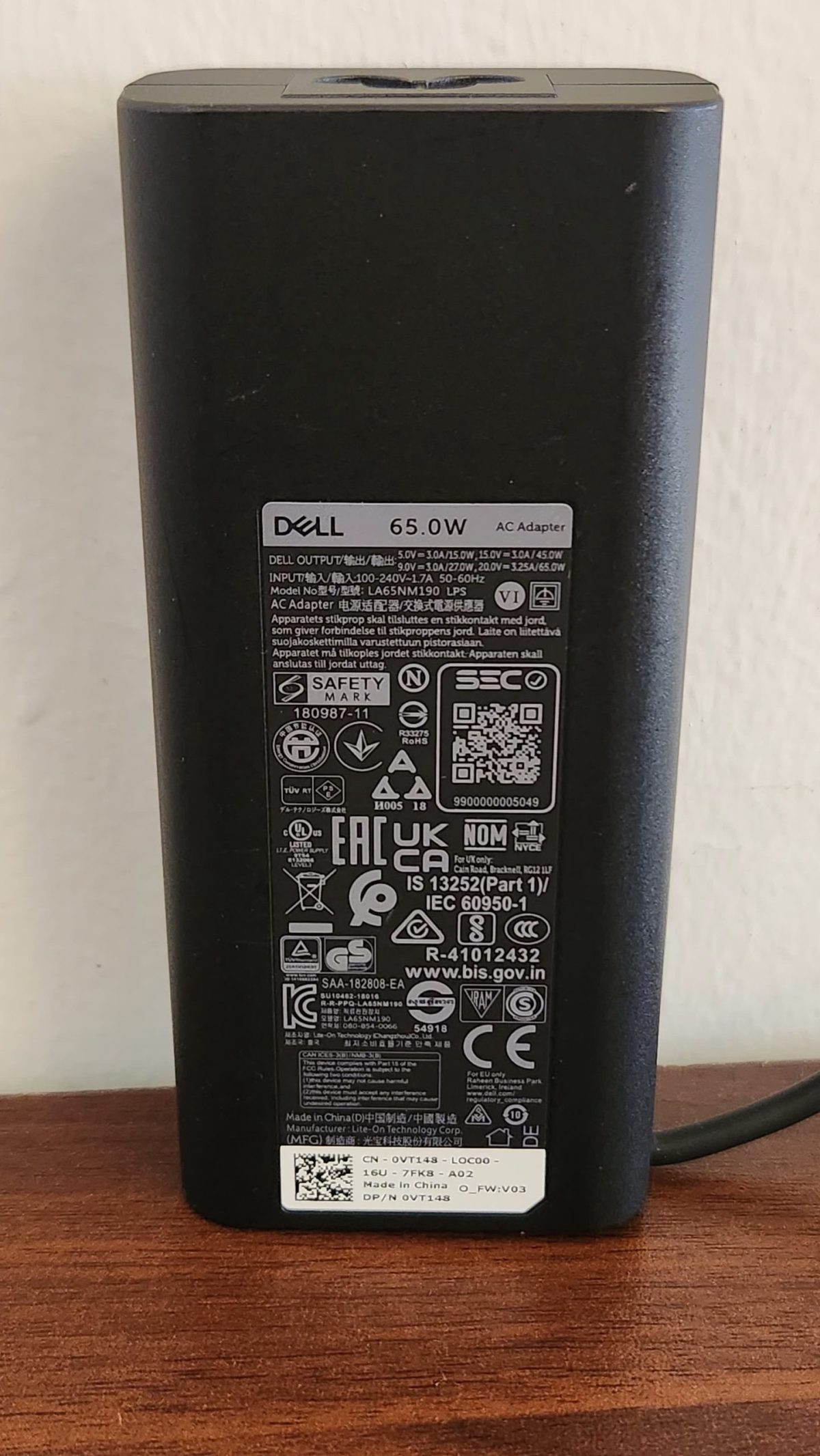 Original Dell 65W 20V 3.25A USB Type-C Laptop Charger LA65NM190 Power Adapter