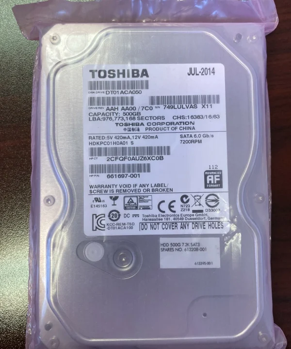 Toshiba 500GB HDD SATA Hard Disk 3.5"