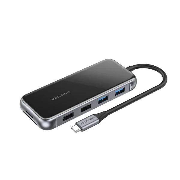Vention USB C Multi-function 10 in 1 Docking Station USB-C to HDMI/ VGA/USB3.0*2/USB2.0*2/RJ45/TF/SD/PD Docking Station 0.15M Gray Mirrored Surface Type