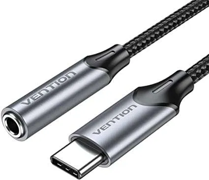 Vention USB-C Male to 3.5MM Earphone Jack With DAC Adapter 0.1M Gray Aluminum Alloy Type