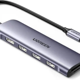 UGREEN 6-in-1 Multifunction Adapter – Type-C to USB 3.0, HDMI & Card Reader