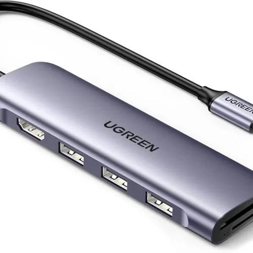 UGREEN 6-in-1 Multifunction Adapter – Type-C to USB 3.0, HDMI & Card Reader