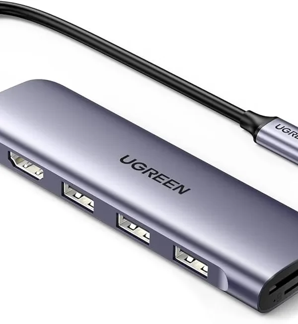 UGREEN 6-in-1 Multifunction Adapter – Type-C to USB 3.0, HDMI & Card Reader