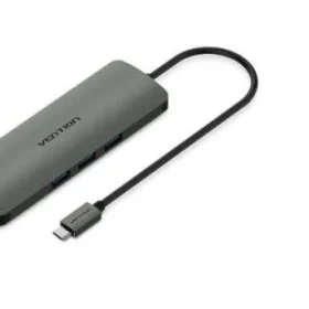 Vention 9 in 1 Multi-function Type-C Docking Station 0.1M Gray Metal Type
