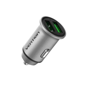Vention Two-Port USB A+A (30+30) Car Charger Gray Mini Style Aluminium Alloy Type