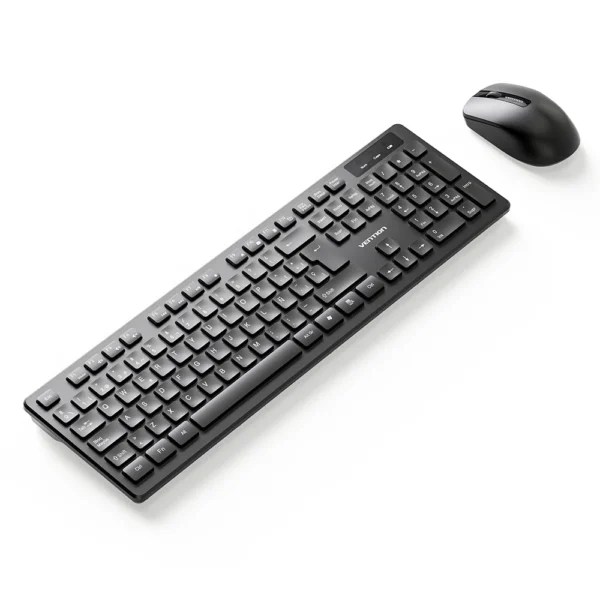 KDLIO-600x600 Vention Wireless Full-Sized Keyboard and Mouse Combo with Mouse Pad Black Slim Type - US English Layout