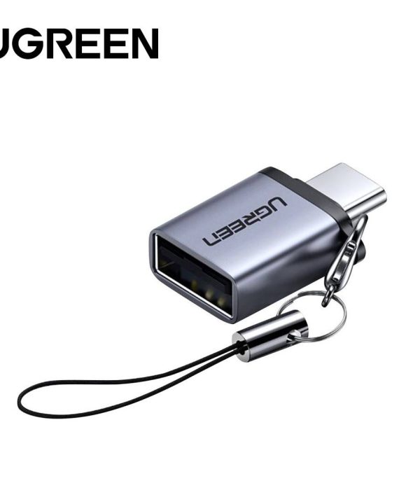 UGREEN Type C to USB 3.0 A Adapter Cable with Lanyard (Space Gray)