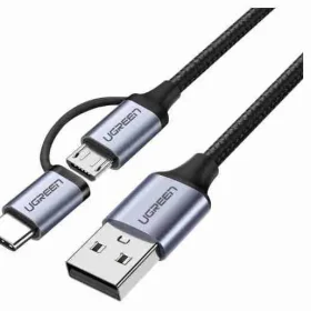 UGREEN USB-A to Micro USB + USB Type-C Cable 1m (Black)