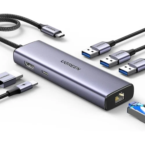 UGREEN 6-in-1 Multifunction Adapter – USB-C to 4K HDMI + USB 3.0 + SD/TF Converter