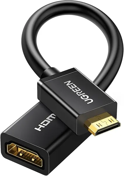 UGREEN Mini HDMI Male to HDMI Female Adapter Cable 22cm (Black)