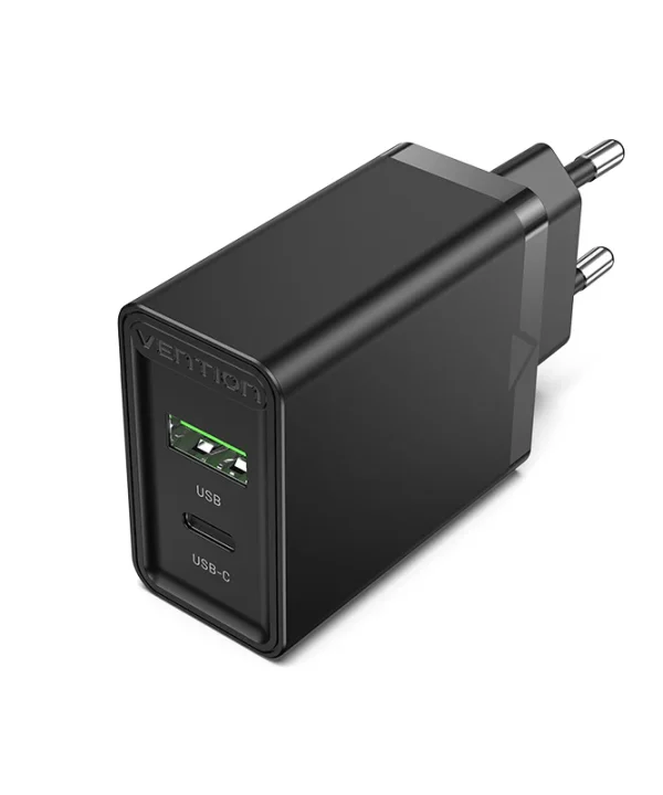 Vention Two-port USB A+C(18W/20W) Wall Charger UK-Plug