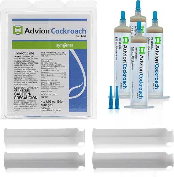 Advion Cockroach Gel Bait – 1 Tube x 30g with Plunger & Tip | German Roach Insect Pest Control