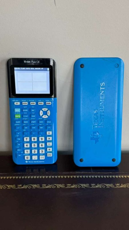 Texas Instruments TI-84 Plus CE Graphing Calculator – Blue, SAT & ACT Approved, USA Pre-Owned