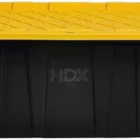 HDX 77 Gal. Tough Storage Tote with Wheels – Black with Yellow Lid