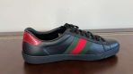 Gucci Ace Leather Sneakers 386750 02JR0 Black Red Web Stripe Men’s Size 6 Italy USA Pre-Owned - Image 4