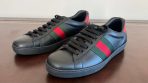 Gucci Ace Leather Sneakers 386750 02JR0 Black Red Web Stripe Men’s Size 6 Italy USA Pre-Owned - Image 5