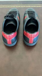 Gucci Ace Leather Sneakers 386750 02JR0 Black Red Web Stripe Men’s Size 6 Italy USA Pre-Owned - Image 8