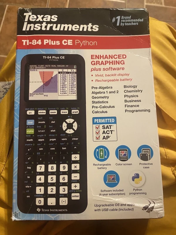 TI-84 Plus CE Python Enhanced Graphing Calculator with Software | Black | USA Pre-Owned
