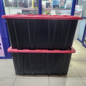 HDX 77 Gal. Tough Storage Tote with Wheels | Heavy-Duty Storage Bin | Large Capacity