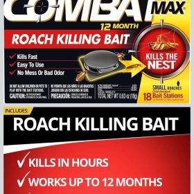 Combat Max Small Roach Killer | 12 Month Bait Station | Fipronil Cockroach Control | USA
