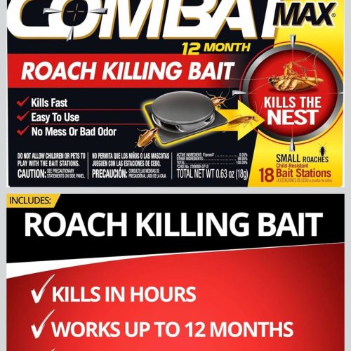 Combat Max Small Roach Killer | 12 Month Bait Station | Fipronil Cockroach Control | USA